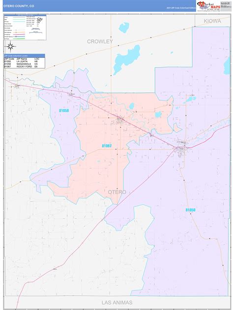 Otero County, CO Wall Map Color Cast Style by MarketMAPS - MapSales.com