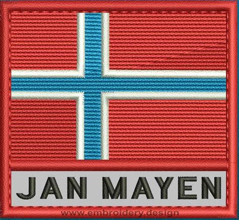 Design embroidery Flag of Jan Mayen with Text Caption and Colour Trim by embroidery design