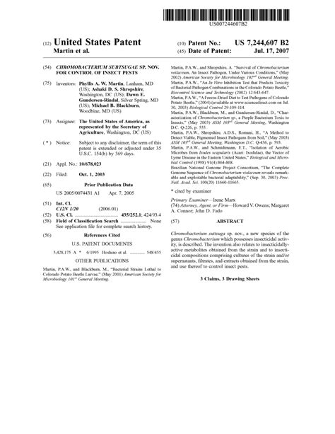 (PDF) Chromobacterium subtsugae sp. nov. for control of insect pests.