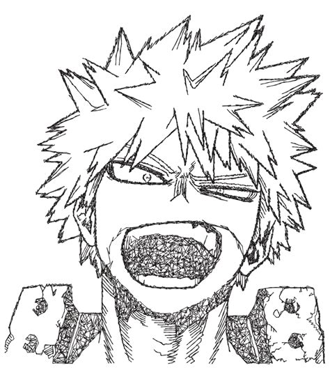 Anime Embroidery Pattern Bakugo Face Lineart - A.G.E Store | designs