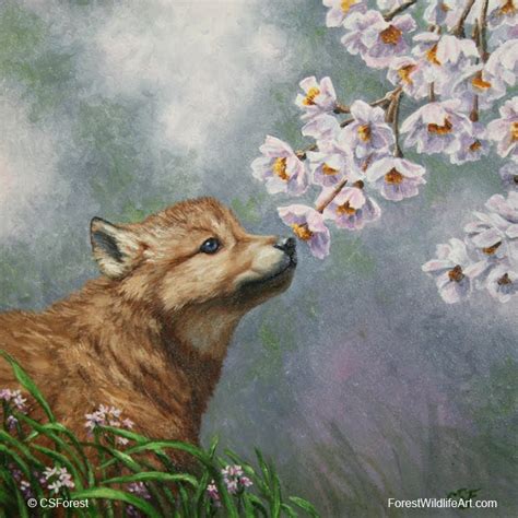 Crista Forest's Animals & Art: Wolf Pup and Flower Blossoms Painting ...