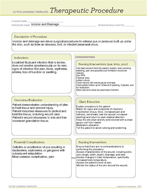 Incision and drainage Therapeutic Procedure - ACTIVE LEARNING TEMPLATES THERAPEUTIC PROCEDURE A ...