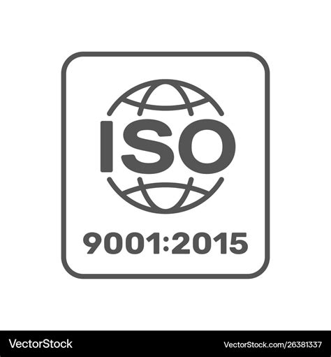 Symbol iso 9001 2015 certified Royalty Free Vector Image