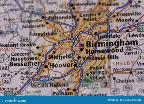 Birmingham Alabama on a Map Stock Photo - Image of travel, birmingham ...