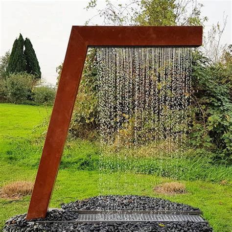 Customized outdoor corten steel garden water fountain feature