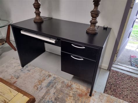 Black Desk W Keyboard Tray | Roth & Brader Furniture