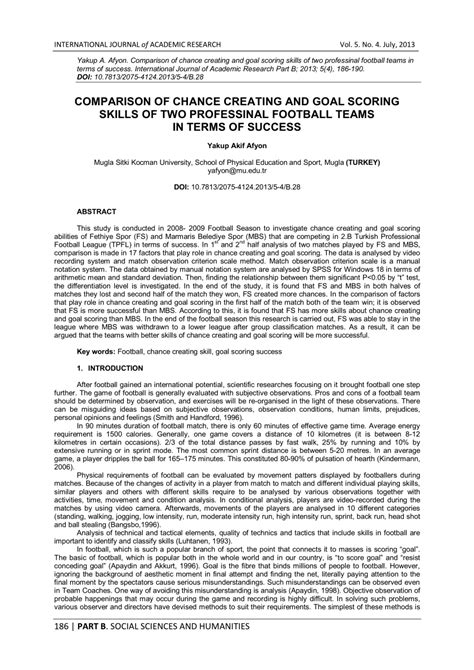 (PDF) Comparison of chance creating and goal scoring skills of two ...