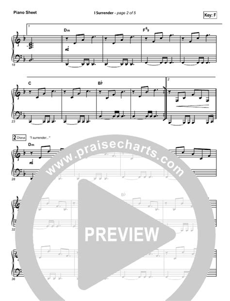 I Surrender Piano Sheet (No Vocals) - Hillsong Worship | PraiseCharts