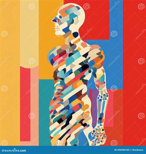 Colorful Op Art Skeleton Illustration in Bauhaus Style Stock Illustration - Illustration of ...