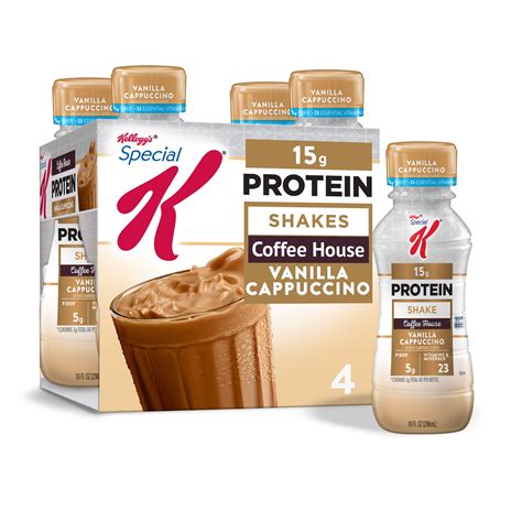 Kellogg's Special K Protein Shakes, Vanilla Cappuccino, Gluten Free Fiber Meal Replacement, 4ct ...