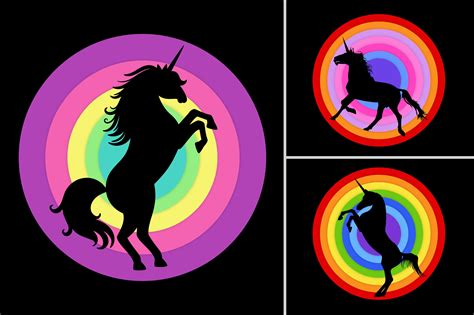 Unicorn Rainbow Silhouette Vector Afbeelding door T-Shirt Design Bundle · Creative Fabrica