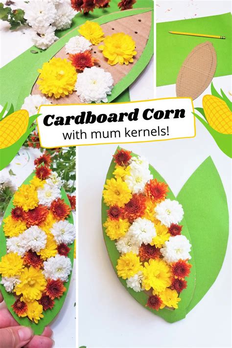 Fall Indian Corn Crafts with Mum Flowers