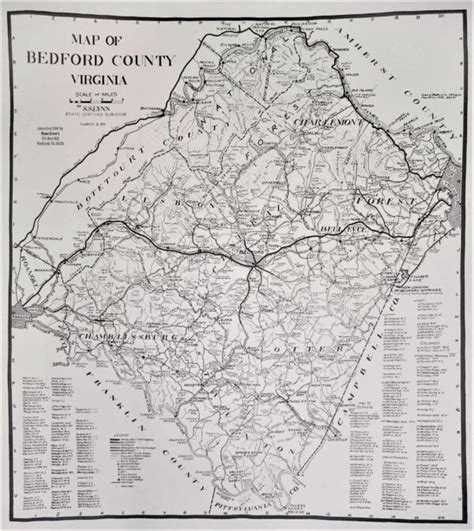 1931 S. S. Lynn Map of Bedford County 22x19in Square - Bedford Museum & Genealogical Library