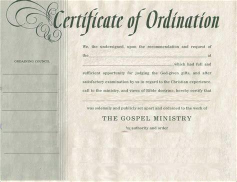 Certificate Of Ordination Template