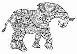 Elephant With Zentangle And Paisley Motifs  Coloring Pages sketch template