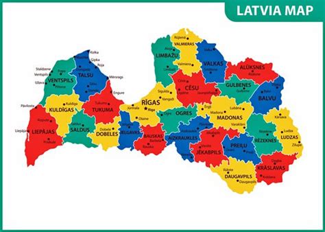 Latvia Map of Regions and Provinces - OrangeSmile.com