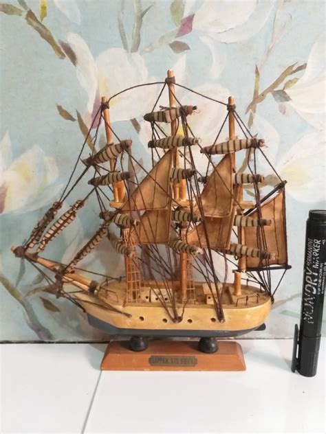 Vintage Antique Wood ship display Wooden ship display Detailed Model ...