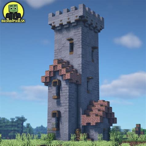 an image of a castle tower in minecraft with the words castle tower ...