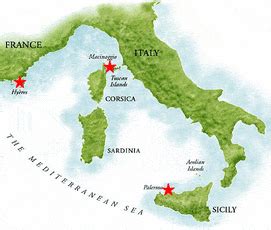 Corsica, Sardinia and Sicily