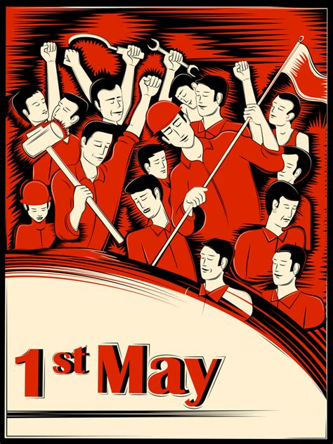 1 May international workers labor day poster hand drawn vector 04 free ...