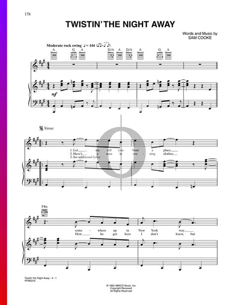 Twistin' The Night Away (Sam Cooke) Piano Sheet Music - OKTAV