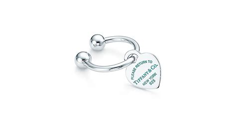 Return to Tiffany® heart tag key ring in sterling silver with enamel finish. | Tiffany & Co.