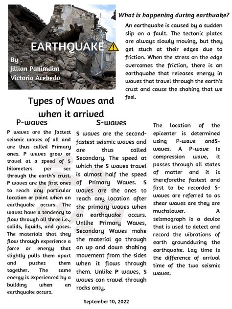 Article About Earthquake | PDF | Earthquakes | Geophysics