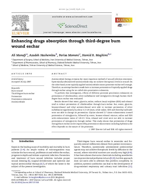 (PDF) Enhancing drugs absorption through third-degree burn wound eschar | Hamid Moghimi ...