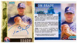 Tom Brady's Baseball Topps Trading Card With Him In Montreal Expos Baseball Uniform Isn't Giving