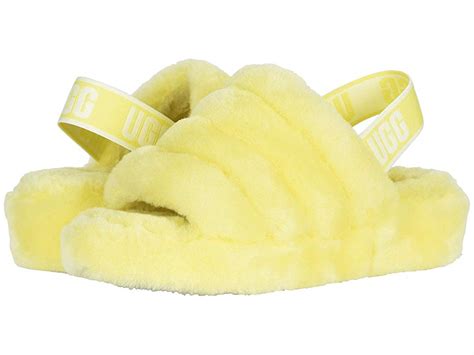 UGG Fluff Yeah Slide (Neon Yellow) Women's Slippers | Slippers.com - Shop Comfy