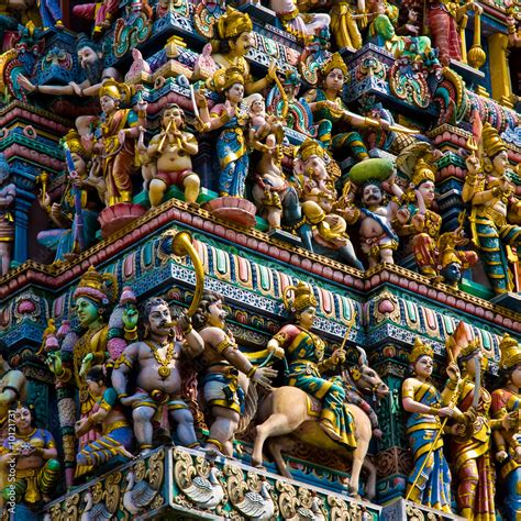 hindu temple in singapore crowded with statues Stock Photo | Adobe Stock