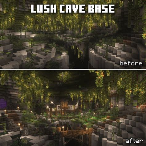 Minecraft: Lush Cave Base . I transformed a lush cave into this beautiful underground base! It ...