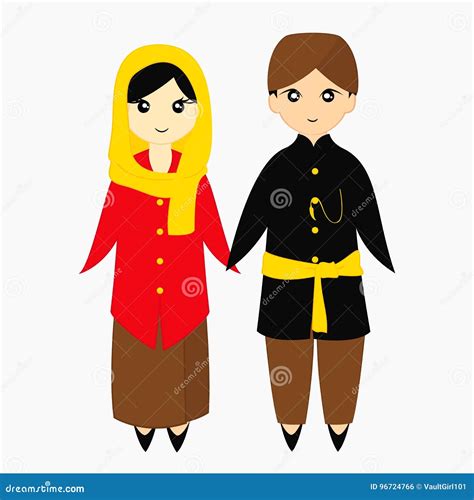 Jakarta, Betawi Girl Holding Indonesian Flag Cartoon Vector | CartoonDealer.com #98841480