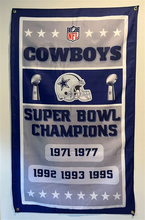 Dallas Cowboys Super Bowl Championship Banner Flag Wall Art - Etsy