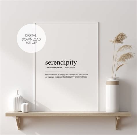 Serendipity Definition Print Serendipity Dictionary Poster Black and White Dictionary Print ...