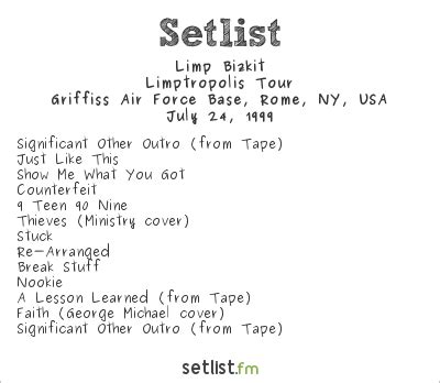 Limp Bizkit Setlist Griffiss Air Force Base, Rome, NY, USA 1999 Widgets ...