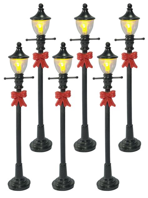 Illuminated Street Lamp Posts Christmas Village Figurines - 6 Piece Set | Ornaments | Buy online ...