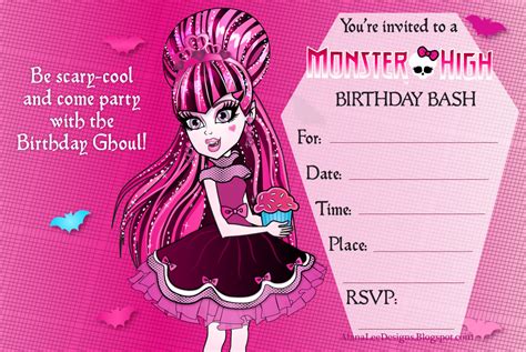 Alana Lee Designs ~ Designs with Personality: Free Monster High Invitations