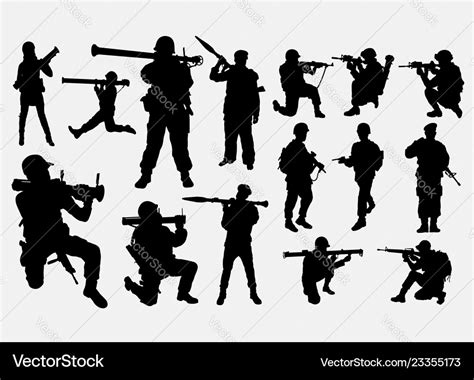 Military soldier silhouette Royalty Free Vector Image