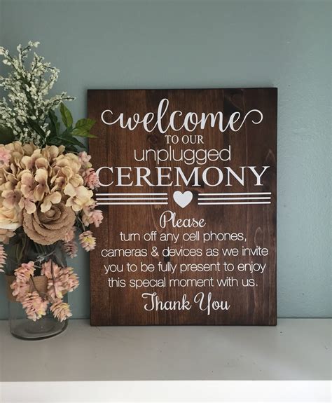 Unplugged Wedding Sign / Wood Wedding Welcome Sign / Rustic Wood Unplugged Ceremony Sign ...