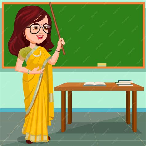 Premium Vector | Indian Teacher talking with students Indian lady teacher