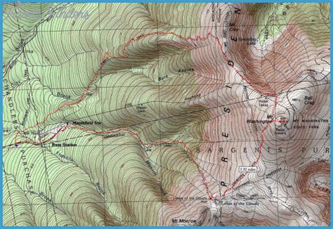 Mount Washington Hiking Trails Map - TravelsFinders.Com