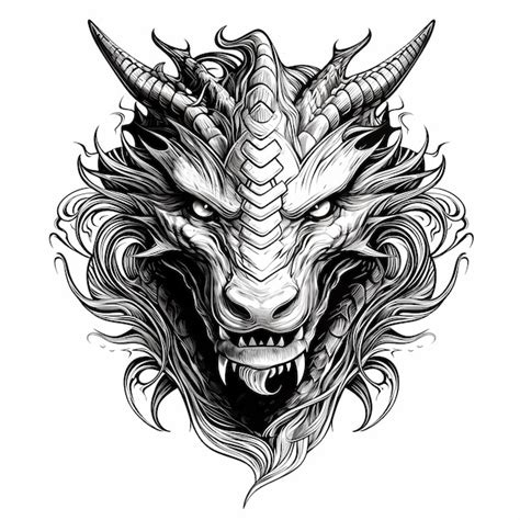 Premium AI Image | Viking dragon in Nordic tattoo style