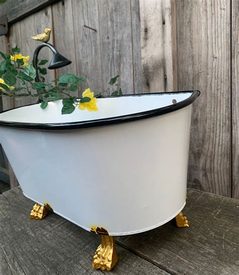 Vintage Inspired Metal Tub Planter Porcelain Bathtub | Etsy