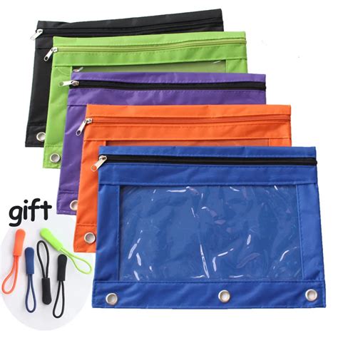 Zippered clear Binder Pencil Pouch case bag With Clear PVC Window ...