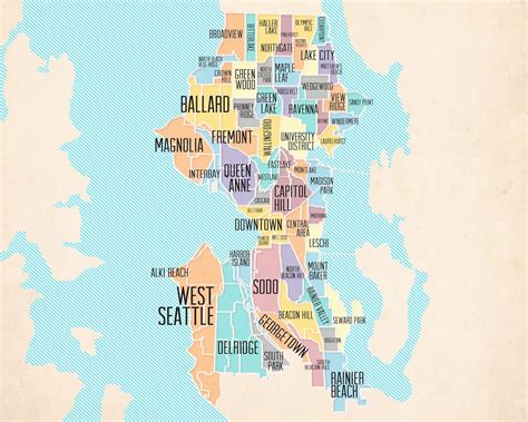 The neighborhoods of Seattle - Vivid Maps | Seattle, Ville fantastique ...