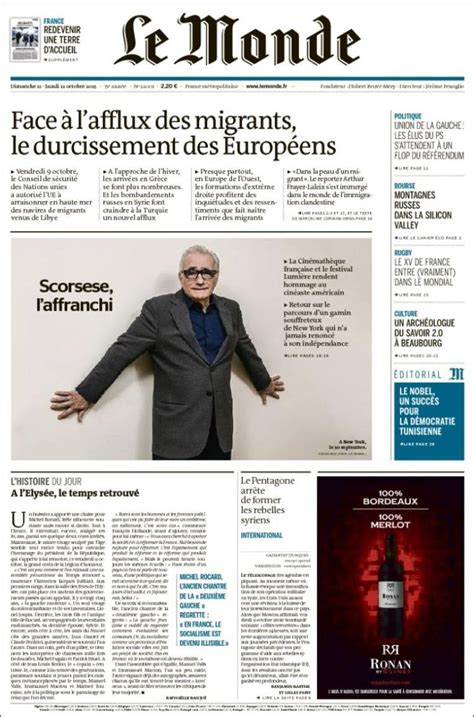 Journal Le Monde (France). Les Unes des journaux de France. Édition du ...