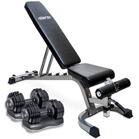 Merax Home Gym Deluxe Adjustable Dial Dumbbell and Foldable Utility Weight Bench Set -- Check ...