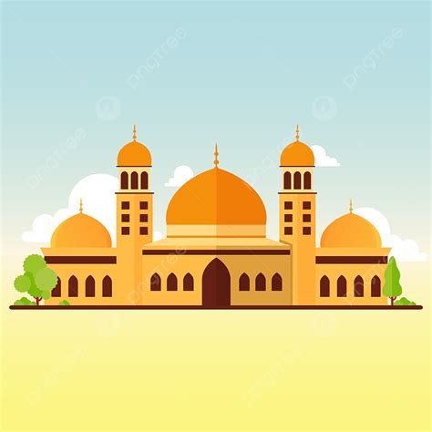 Masjid Islamic Mosque Vector Hd PNG Images, Islamic Mosque Building Flat Vector Illustration ...