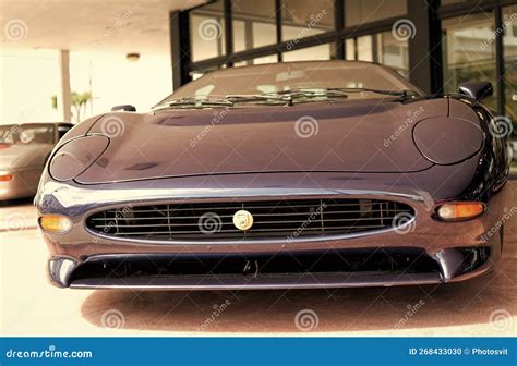 Miami Beach, Florida USA - April 15, 2021: Black Jaguar Xj220 1991 Supercar, Front View ...